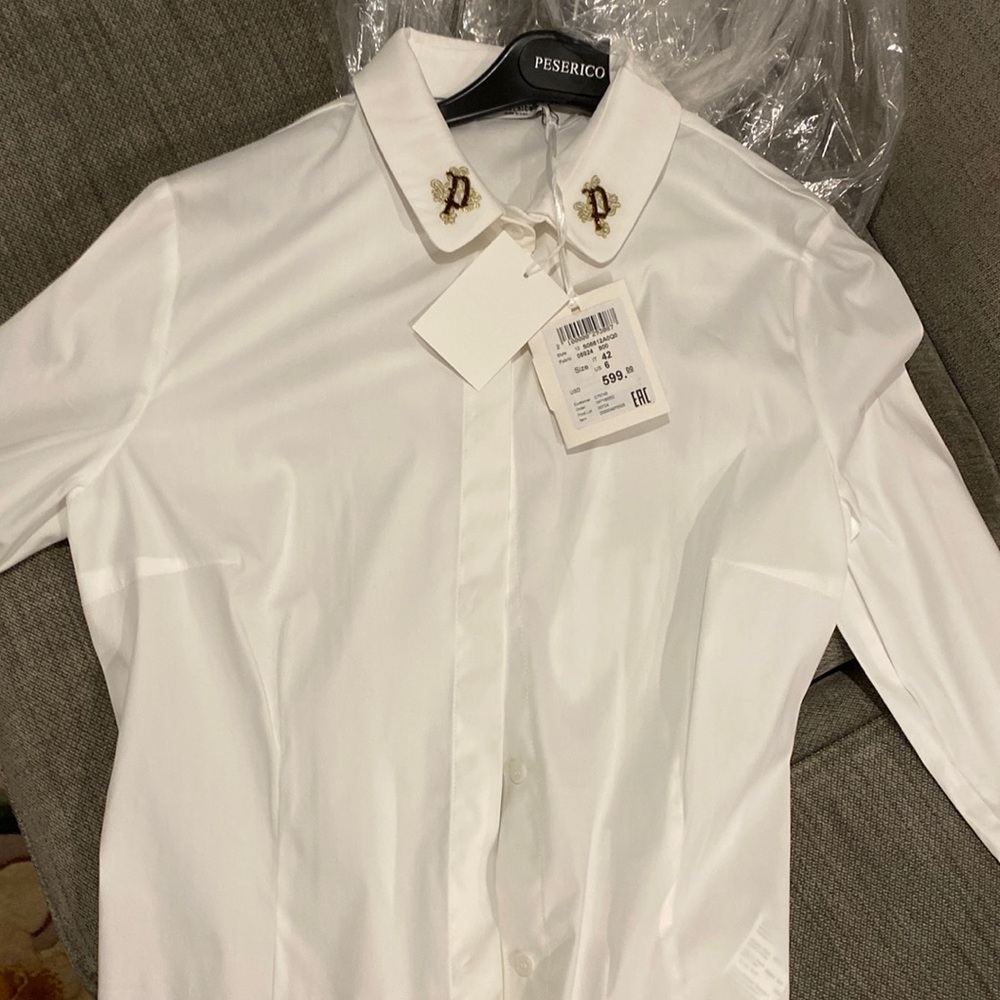 White Button Down With Embellishment On Collar - image 1